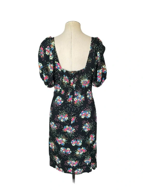 Anthropologie Floral Dress Puff Sleeve Black Mini Fit Flare Size 8 - Picture 4 of 11